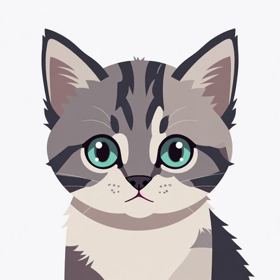 Cute gray tabby kitten illustration