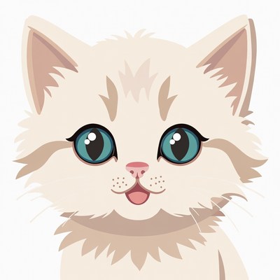 Cute white kitten illustration