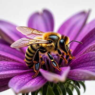 Honeybee on purple flower