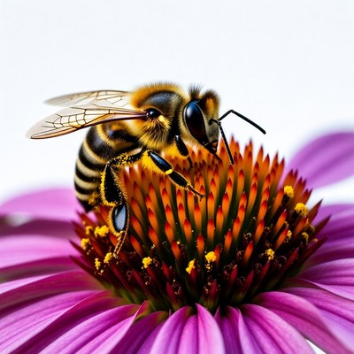 Honeybee Pollinating Purple Flower