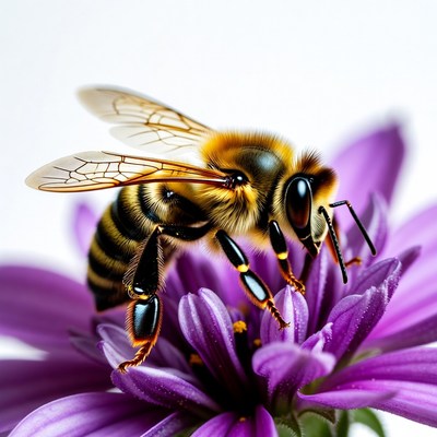 Honey Bee on Purple Flower