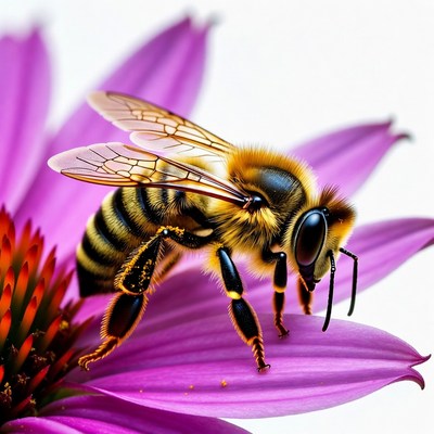 Honeybee on Purple Flower