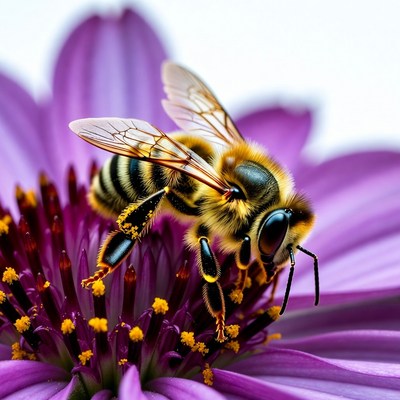 Honeybee on Purple Daisy