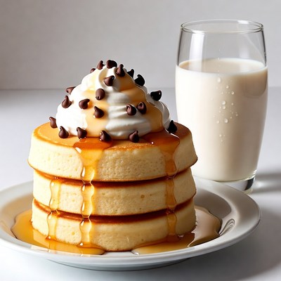 Pancakes with Whipped Cream and Chocolate Chips