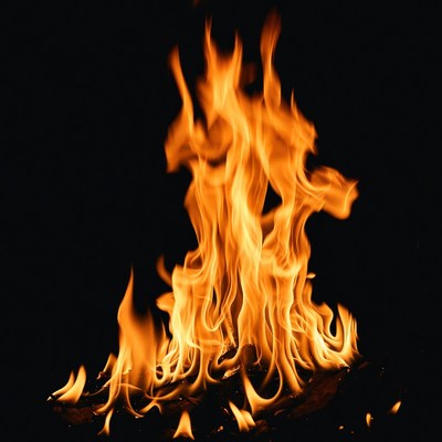 Burning Flames on Black Background