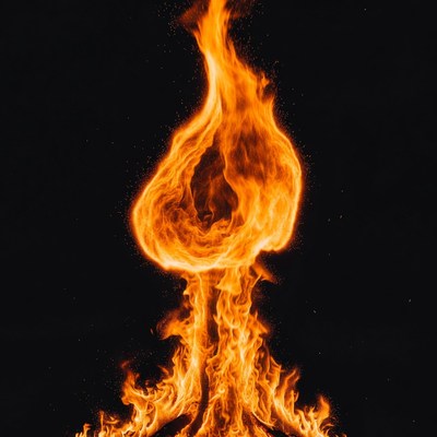 Fiery Flames on Black Background