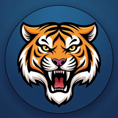 Roaring Tiger Head Illustration