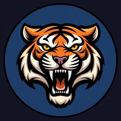 Roaring Tiger Head Illustration