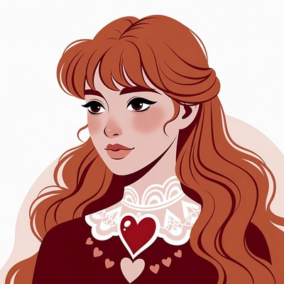 Redhead woman with heart necklace