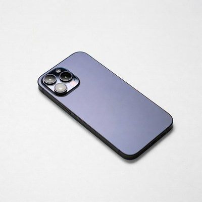 Purple iPhone 14 Pro on white background