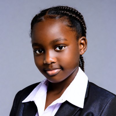 African girl with braids in suit