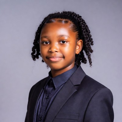 African-American boy in suit smiling