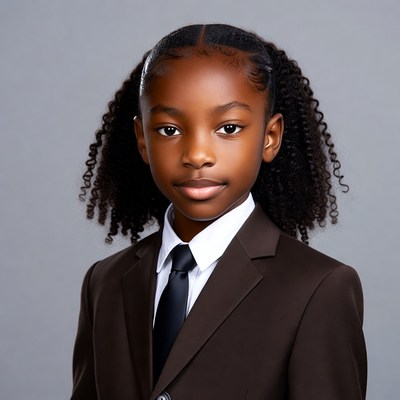 African-American girl in brown suit