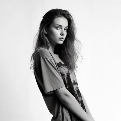 Young woman in side profile