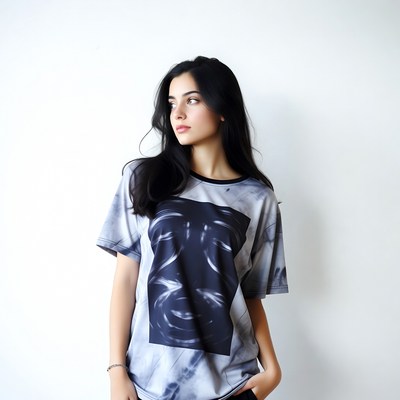 Woman in Darth Vader print t-shirt