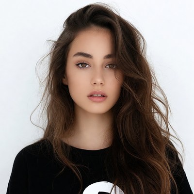Young woman with wavy brown hair