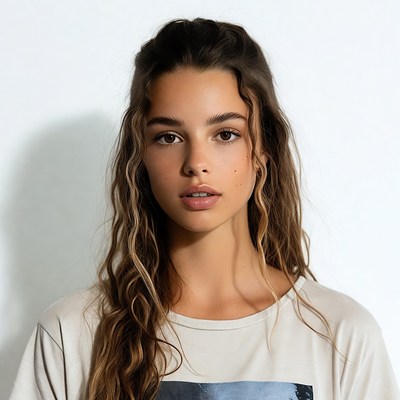 Beautiful woman with wavy brown hair