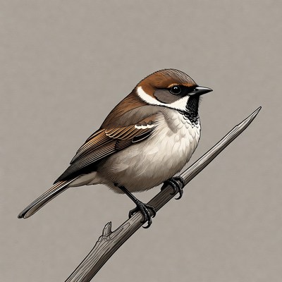 Sparrow perched on branch