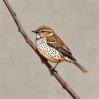 Spotted Towhee Bird on Branch