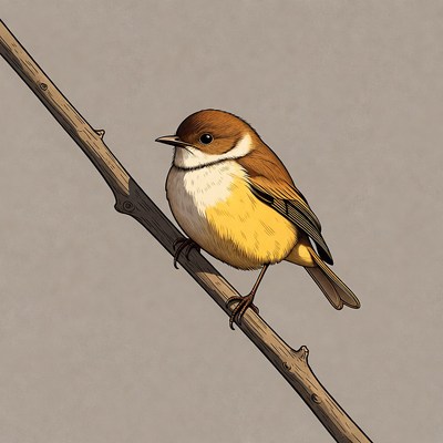 Yellow-breasted warbler on branch