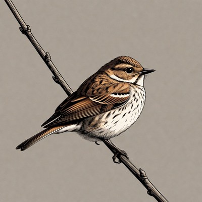 Brown sparrow perched on branch