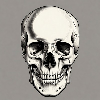 Black and white skull illustration