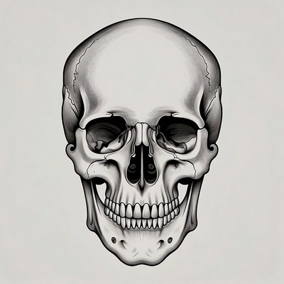 Detailed Human Skull Illustration