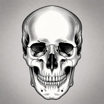 Detailed Human Skull Illustration