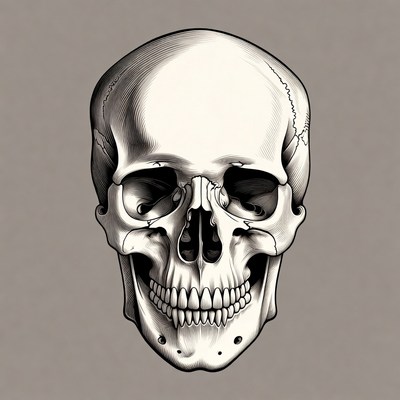 Detailed Human Skull Illustration