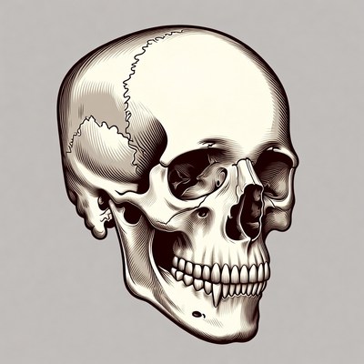Detailed Human Skull Illustration