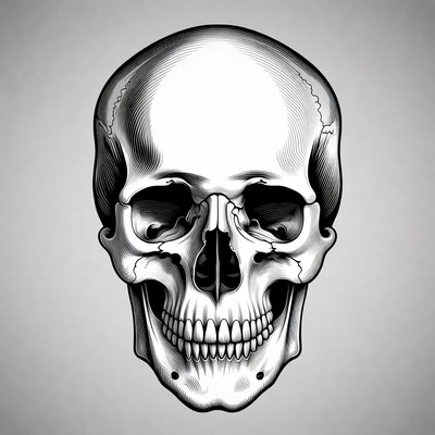Black and white skull illustration