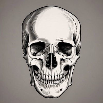Detailed Human Skull Illustration