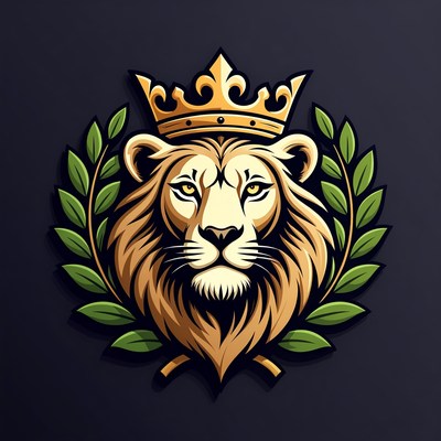 Lion with Crown and Laurel Wreath