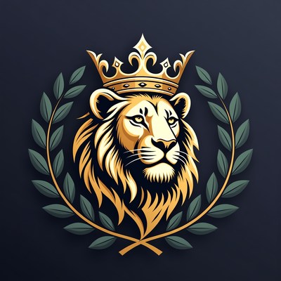 Lion with Crown and Laurel Wreath