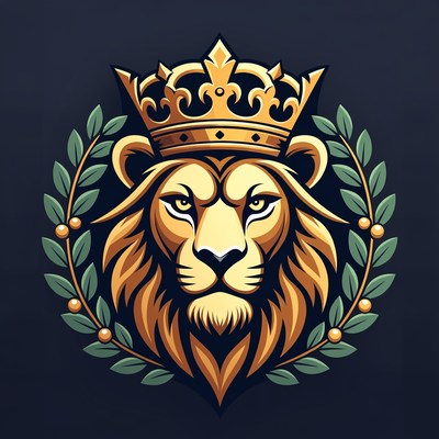 Crowned Lion with Laurel Wreath