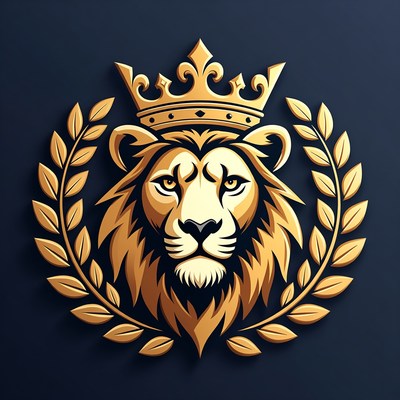 Golden Lion with Crown and Laurel
