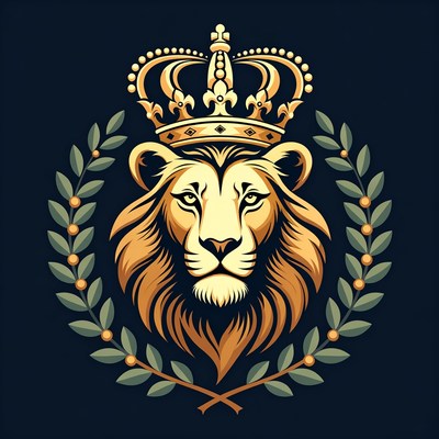 Crowned Lion with Laurel Wreath