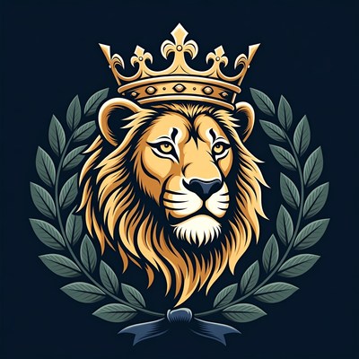 Majestic Lion Wearing Golden Crown