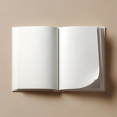 Open Blank Book on Beige Background
