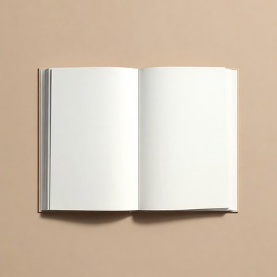 Open Blank Book on Beige Background