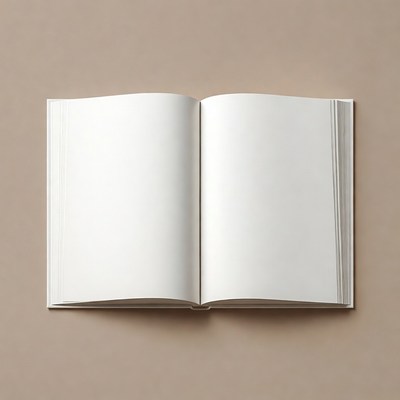 Open Blank Book on Beige Background