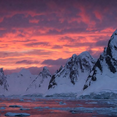 Antarctic Mountains at Sunset