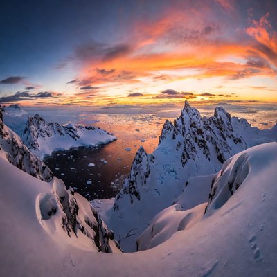 Antarctic Mountains at Sunset