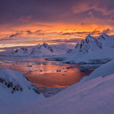 Antarctic Mountains at Sunset