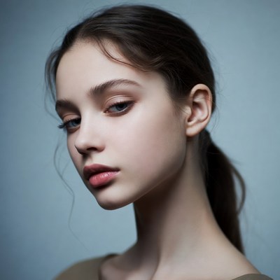 Young woman with brown ponytail