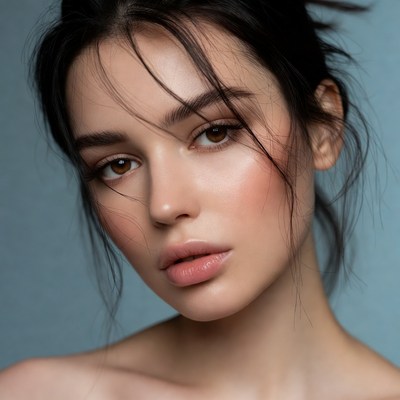 Beautiful woman with messy black hair
