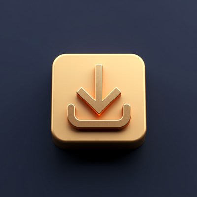 Golden Download Arrow Icon