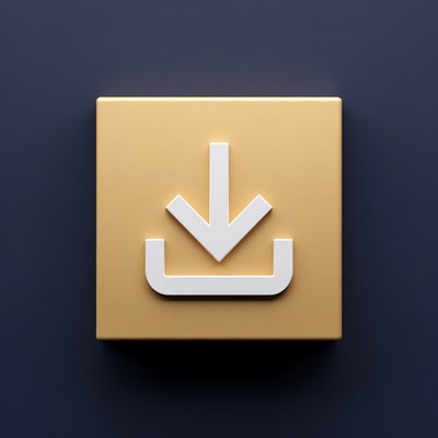 3D Yellow Download Arrow Icon