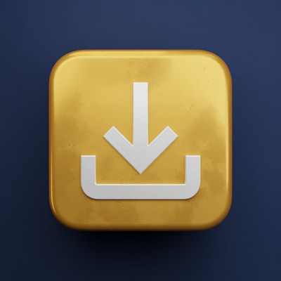 Golden Download Arrow Icon