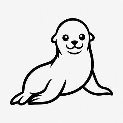 Cute baby seal illustration
